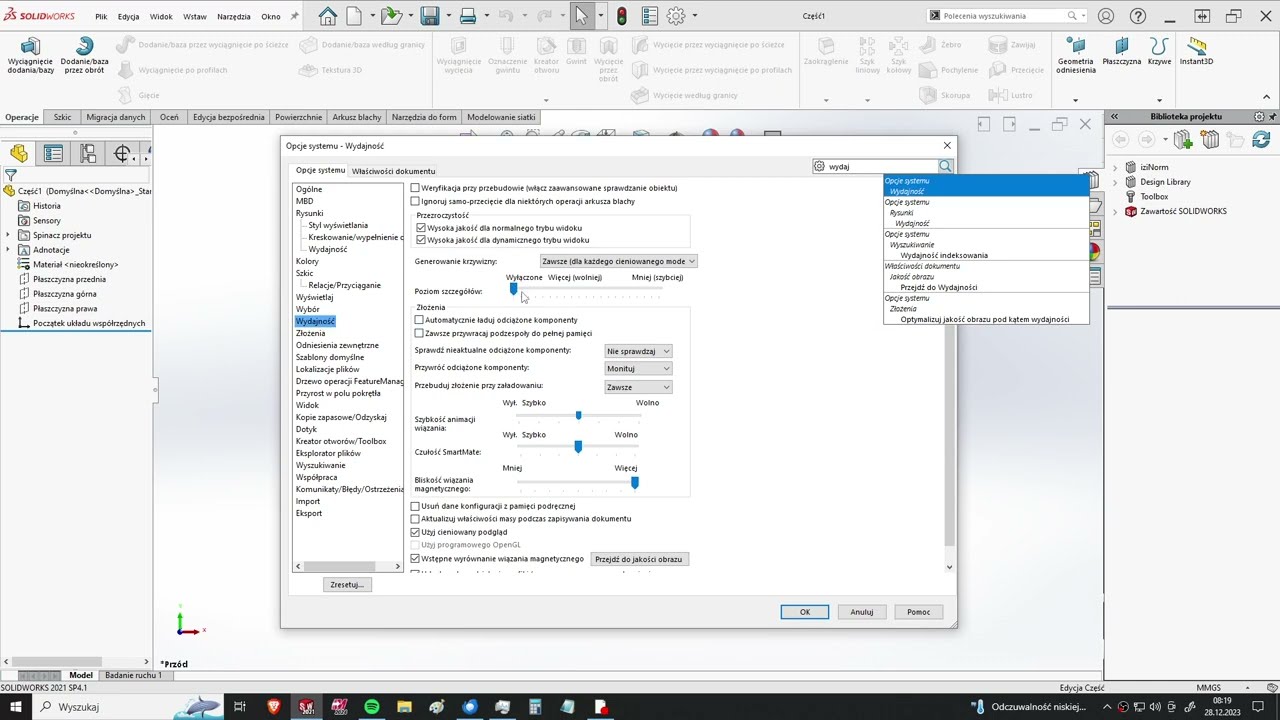 Jak zwiększyć wydajność Solidworks. Ustawienia programu, procesora, grafiki GPU. Solidworks PL