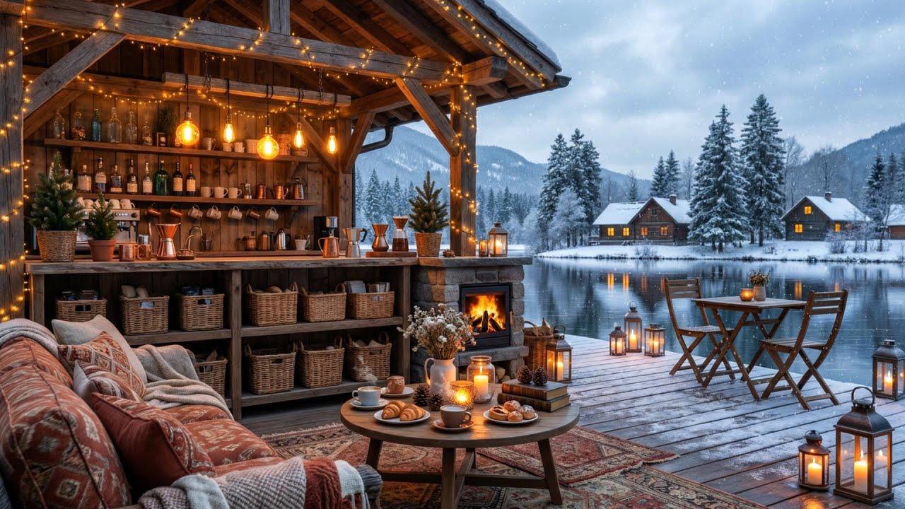 Relaxing Jazz Coffee Shop ❄️ Cozy Winter Ambience for Deep Focus, Reading, Work and Study
