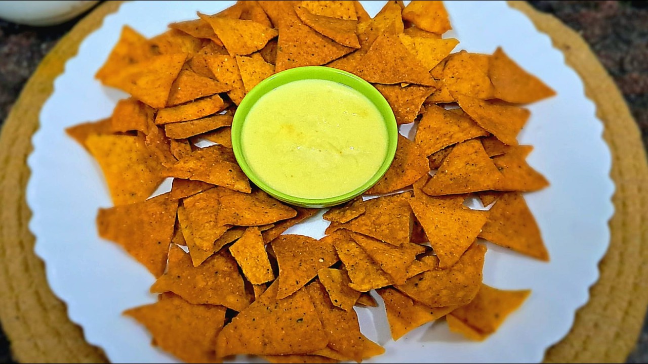 Nachos & Cheese Dip at Home | Homemade Doritos | Crispy Nachos! | Party Snack Special 🔥