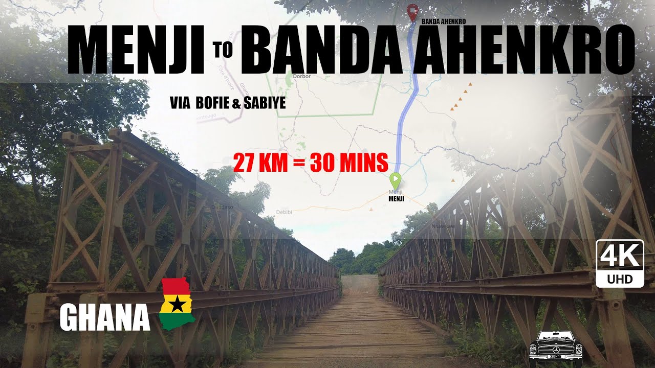 Menji To Banda Ahenkro Road Travel Via Bofie and Sabiye in Ghana 4K