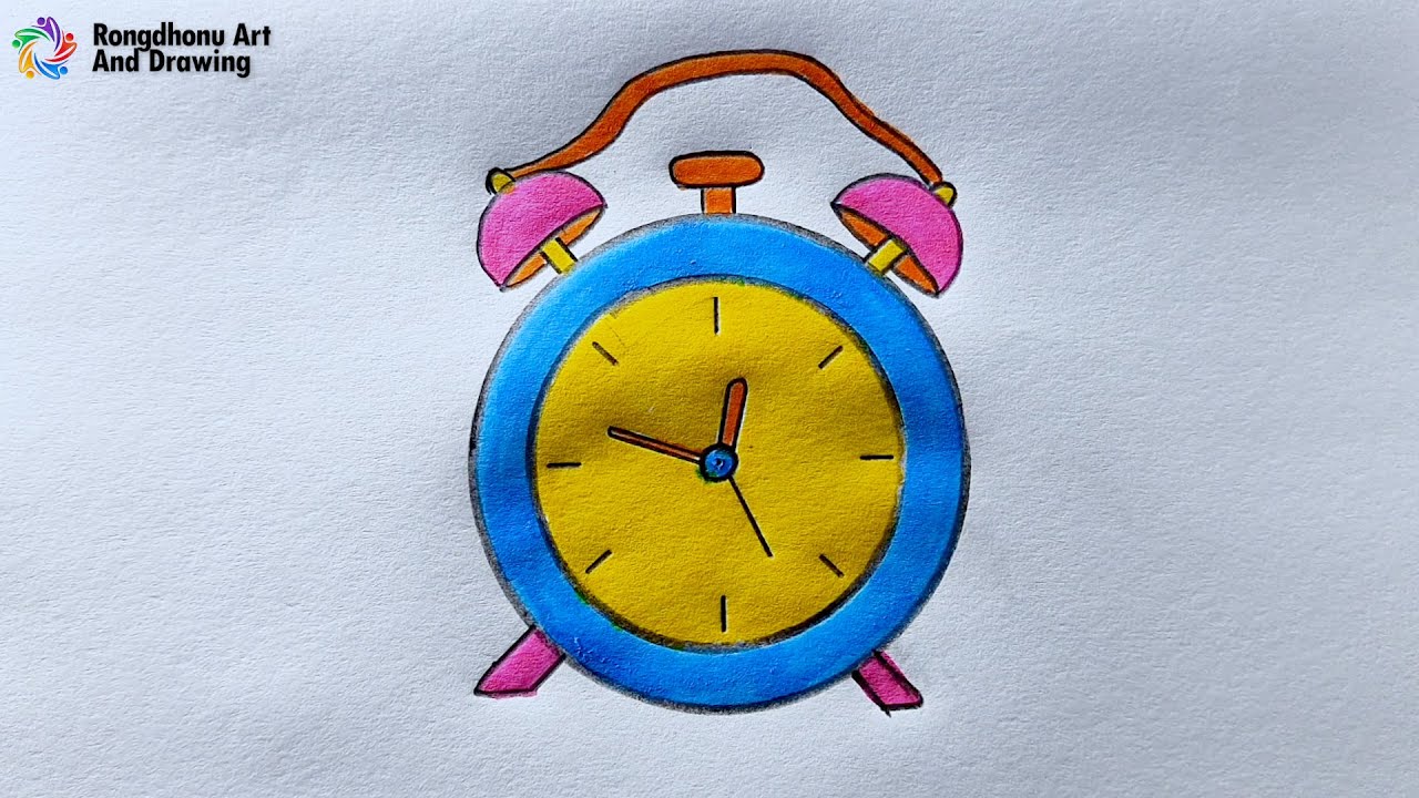 How to Draw a Table Clock Or Alarm Clock | Simple Drawing Tutorial