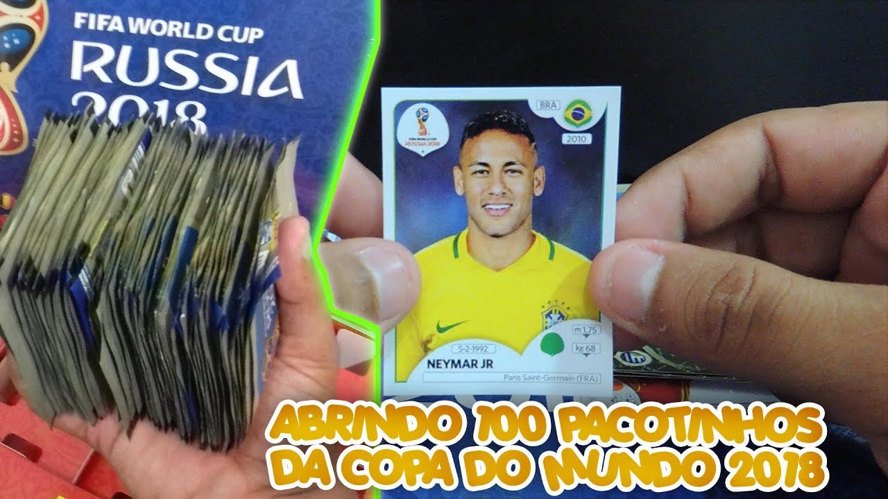 ABRINDO 100 PACOTINHOS DE FIGURINHAS DA COPA DO MUNDO 2018 ( TIRANDO VÁRIAS BRILHANTES )