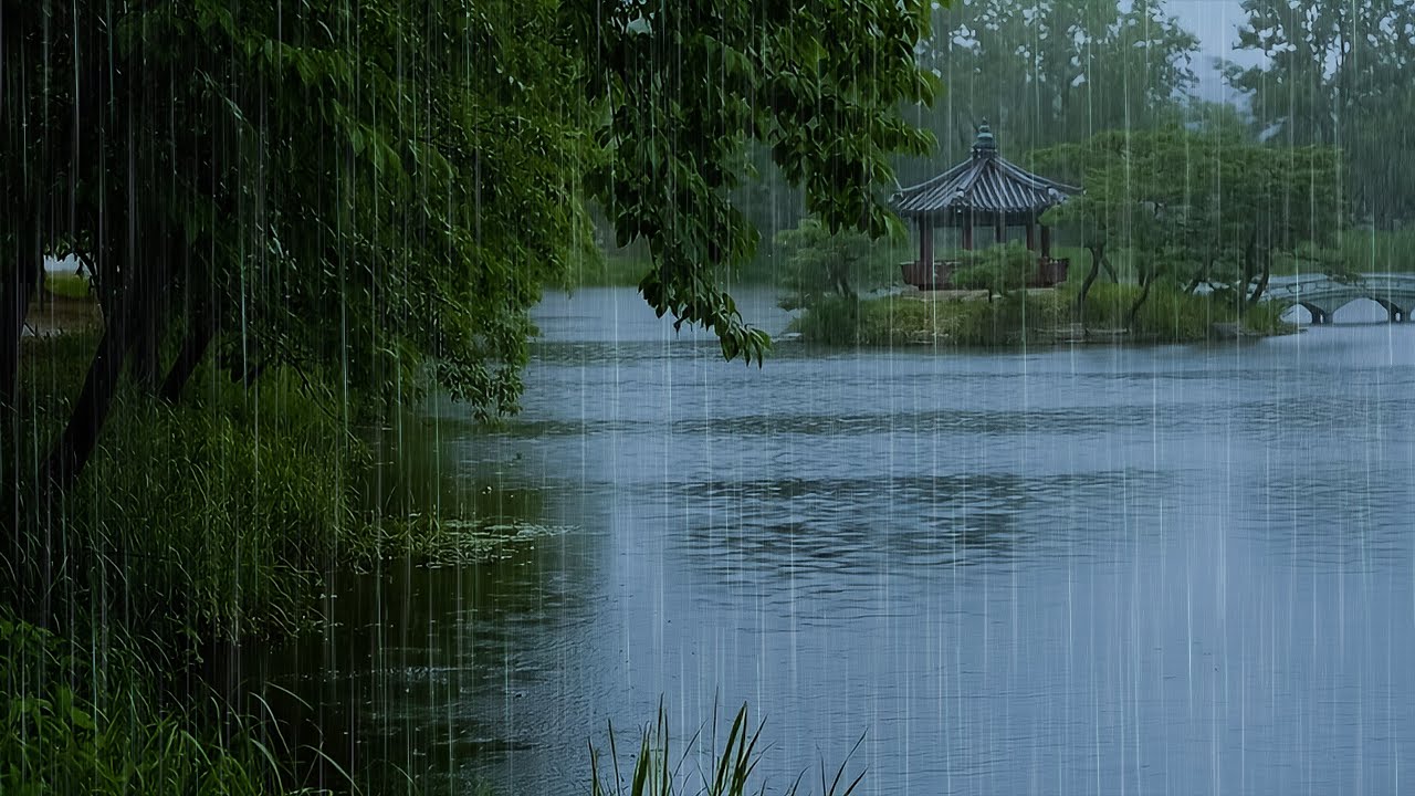Soft Rain That Put An Ends to Stress & Insomnia | ASMR RAin on Forest Lake to Improve Sleep