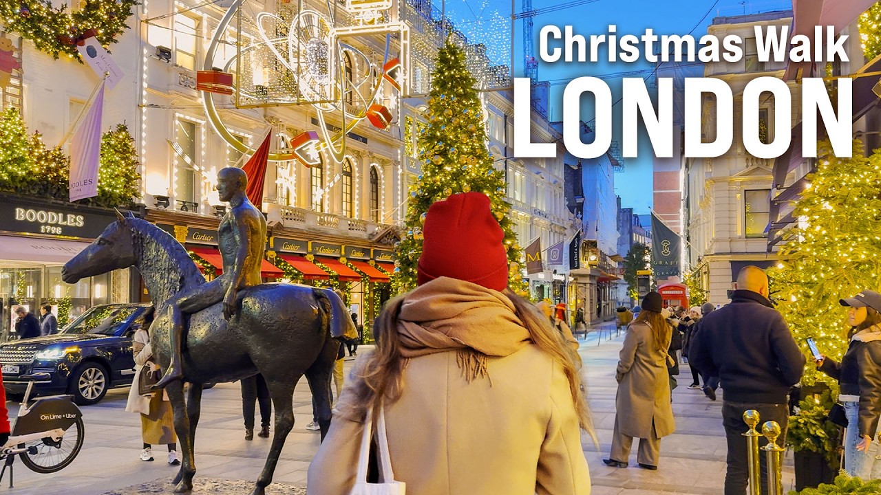 LONDON CHRISTMAS Walking Tour 🎄 CHRISTMAS Markets and Lights 4K Walk with Captions [4K/60fps]
