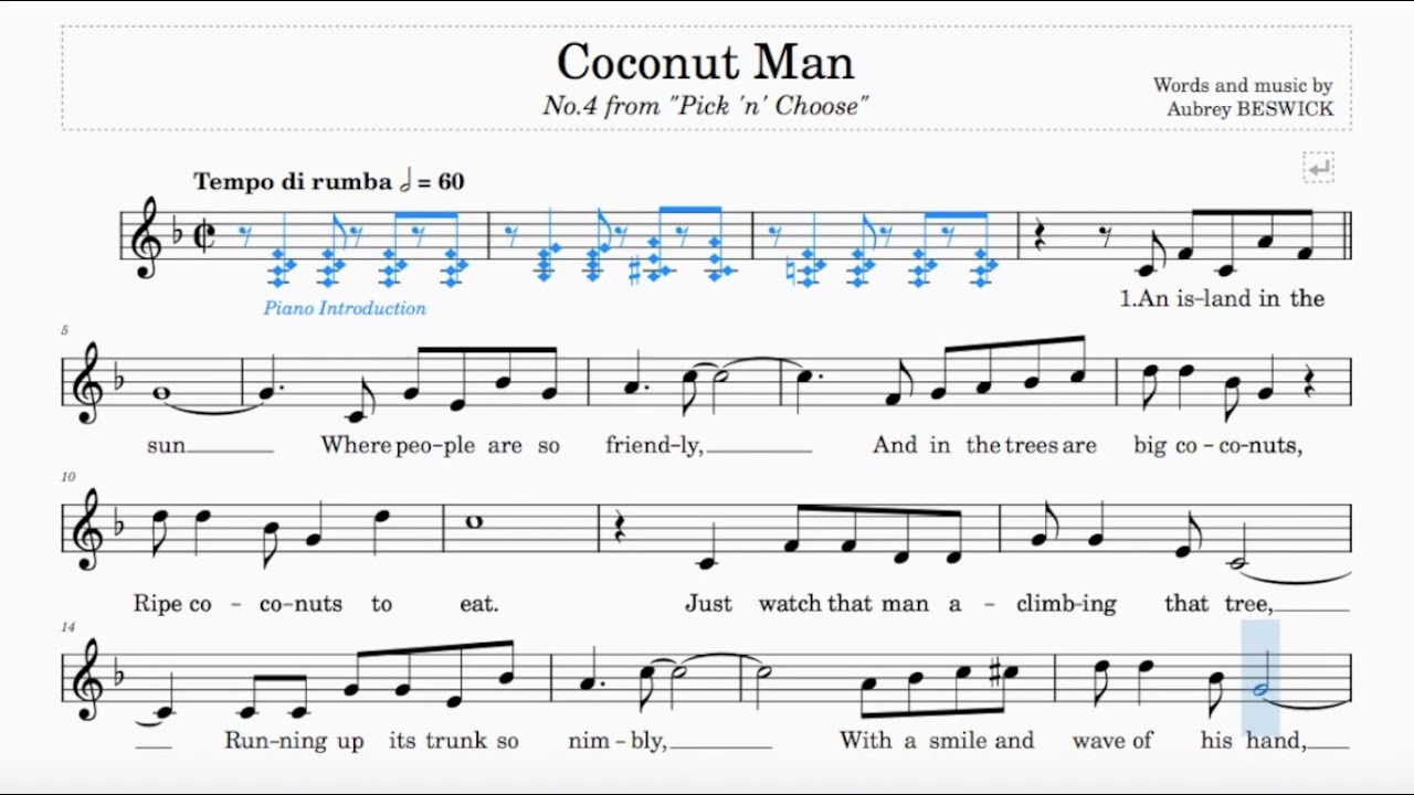 Coconut Man (Beswick) | ABRSM & Trinity Grade 2 | Group B | 60 bpm | Sing-Along