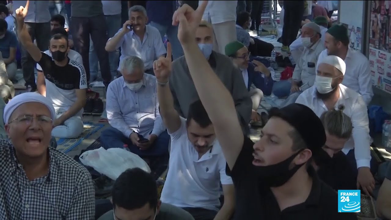 Turkish Muslims celebrate first Friday prayers at Hagia Sophia in decades