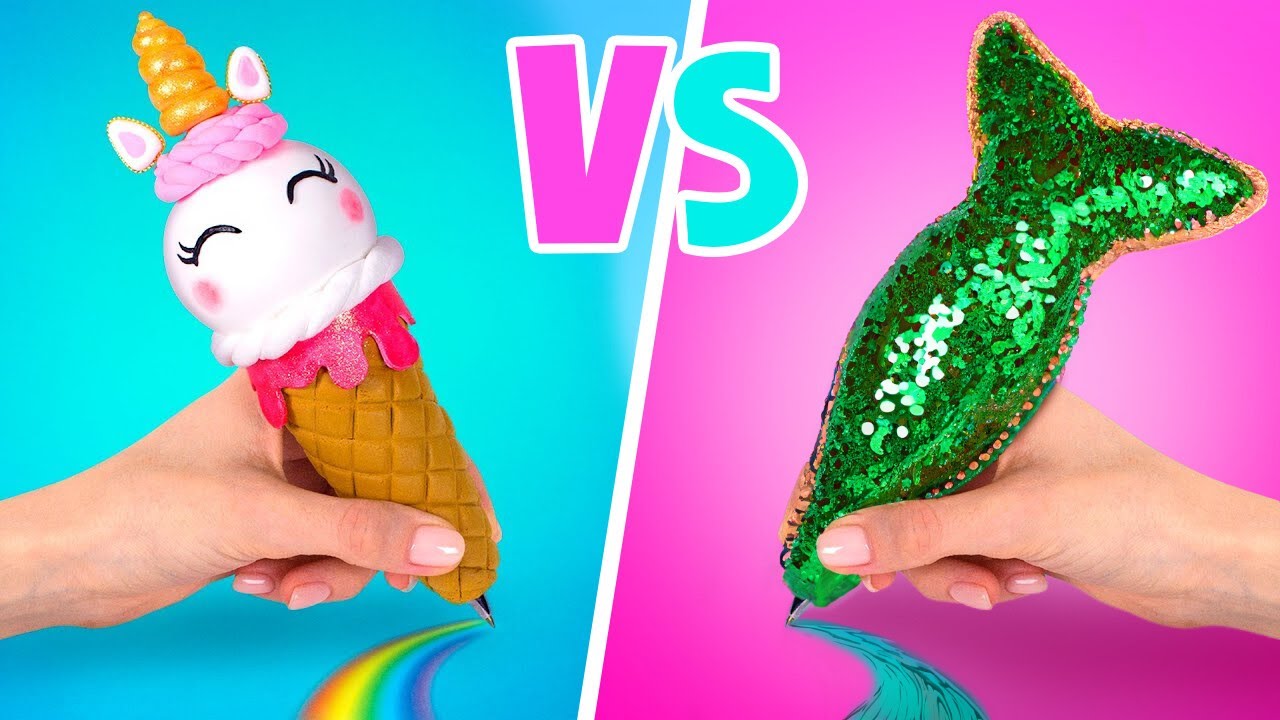 UNICORNIO 🦄🌈 VS SIRENA 🧜🏼&zwj;♀️💦 &Uacute;tiles Escolares Caseros | Artesan&iacute;a de Comida | &iexcl;Atuendos Incre&iacute;bles!