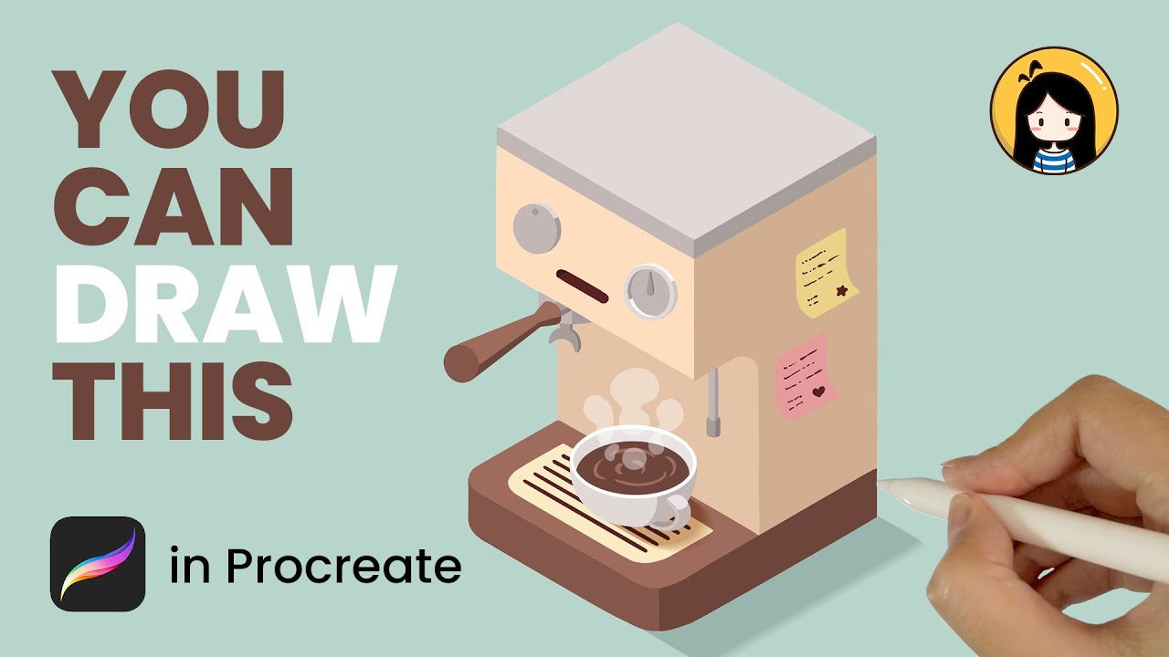 How to Draw a Coffee Machine | Isometric drawing in Procreate | Easy Tutorial for Beginners