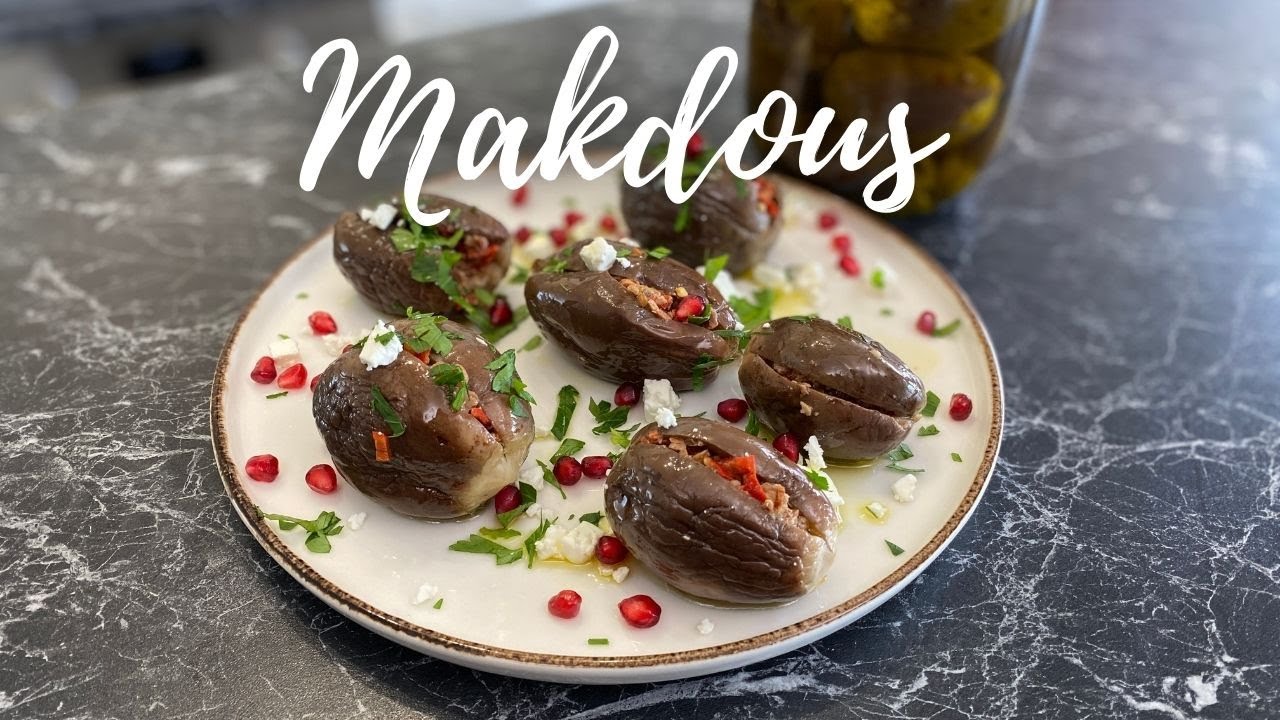 Baby Eggplants Pickled in Olive Oil (Makdous) / المكدوس‎