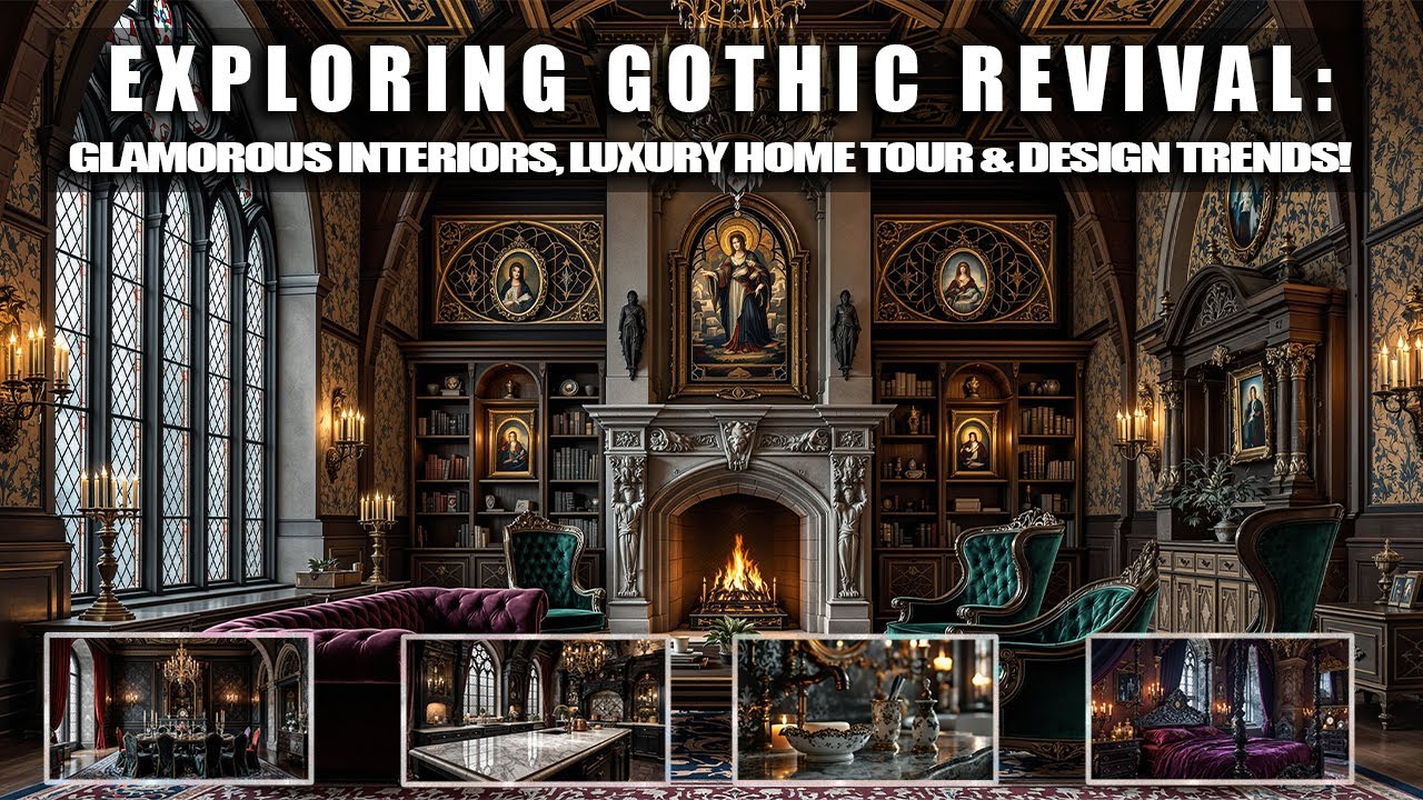 Exploring Gothic Revival Glamorous Interiors. | Luxury Home Tour & Design Trends!