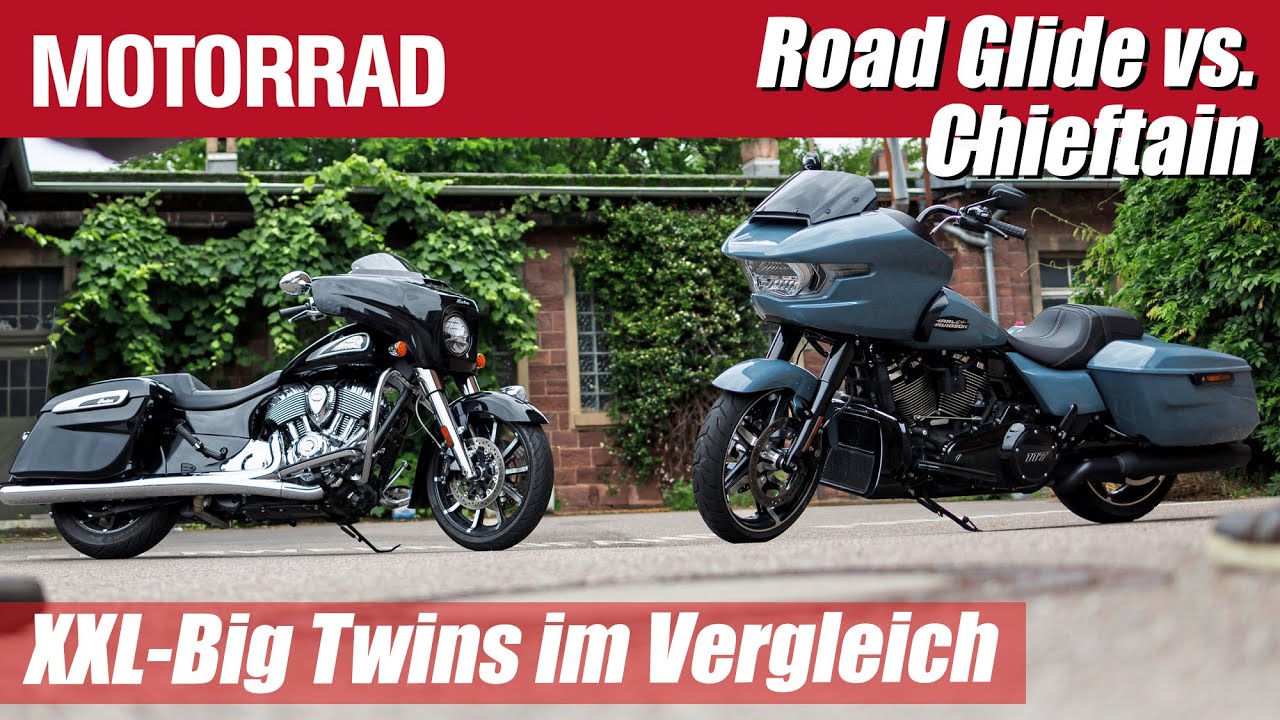 Harley Davidson Road Glide vs. Indian Chieftain Limited: Baggers im Vergleich