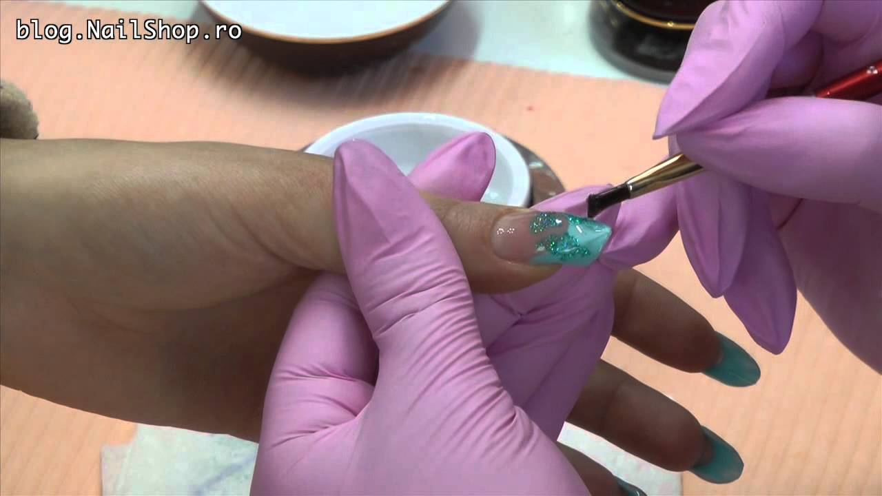 How to make Pipe shaped Gel Nails with blue french