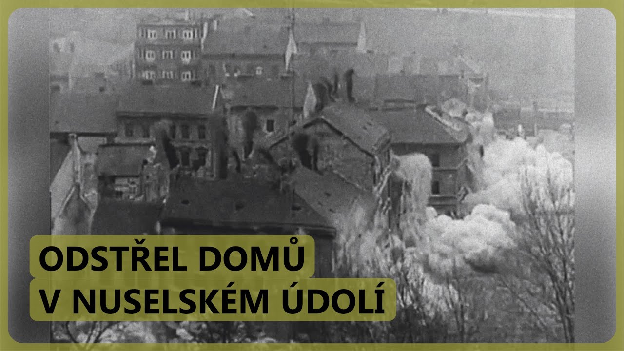 Odstřel domů v Nuselském údolí (7. duben 1965 v 11:22 hodin)