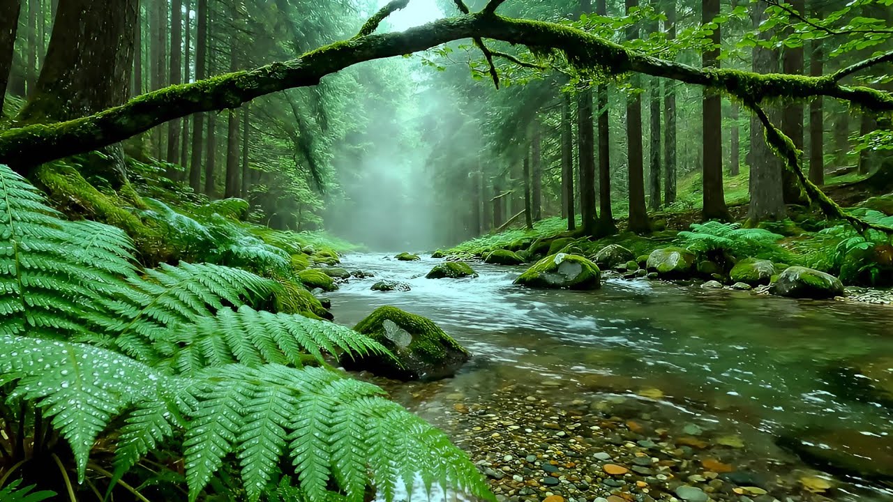 Forest Ambience Birds Singing Beautiful Stream Sounds for Sleep, Deep Rest, Study, Medicine ASMR