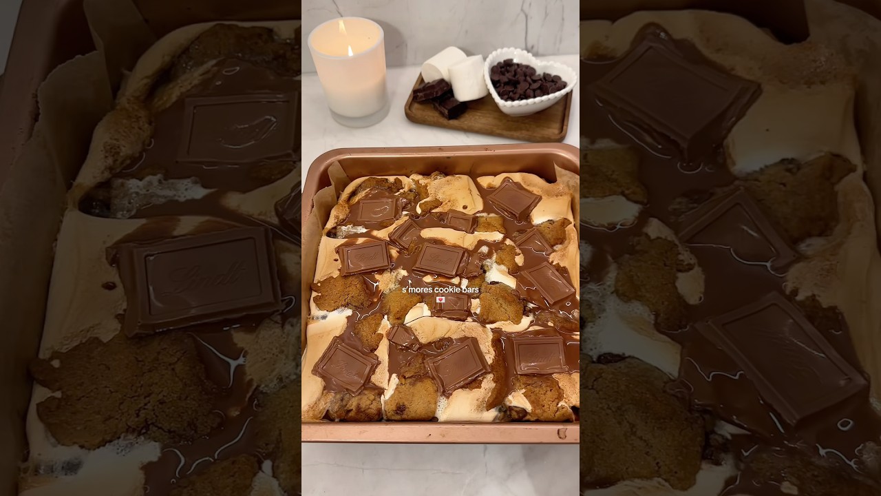 S&rsquo;mores cookie bars 🍫🍪🤎 #baking #bakingrecipe #smores #cookies #recipe #marshmellows