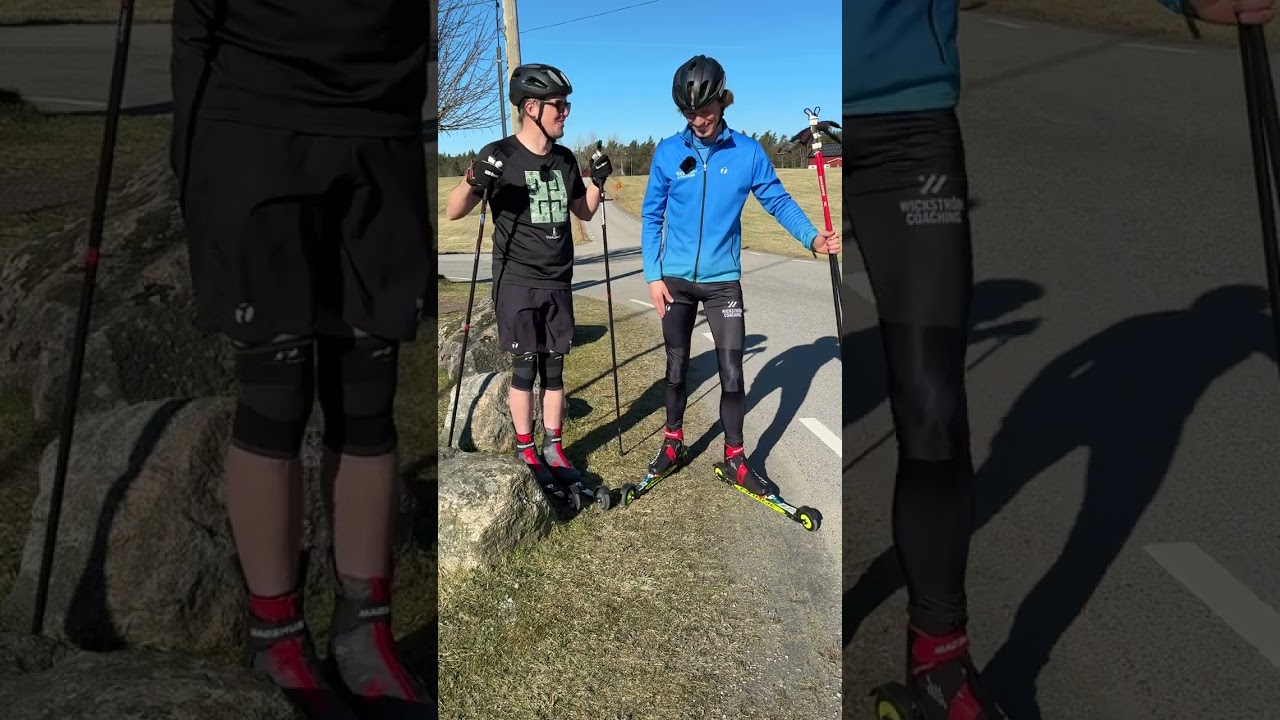 Erik Thiberg testar att skejta på rullskidor
