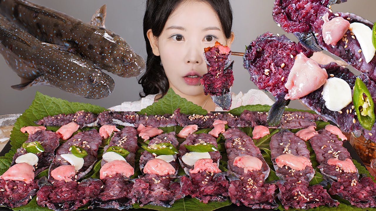 갯벌 뭉티기🐟💜 짱뚱어회 짱뚱어애 먹방 raw bluespotted mud hopper [eating show] mukbang korean food