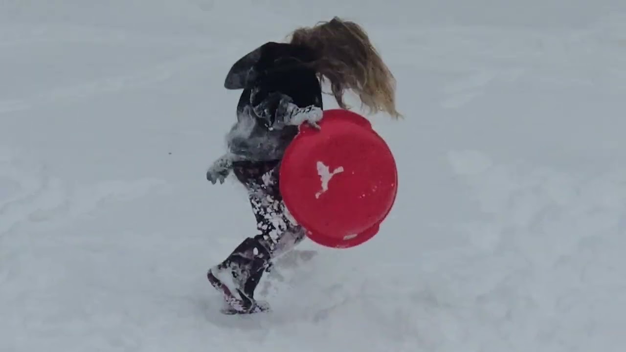 We had a snowstorm so we tobogganing