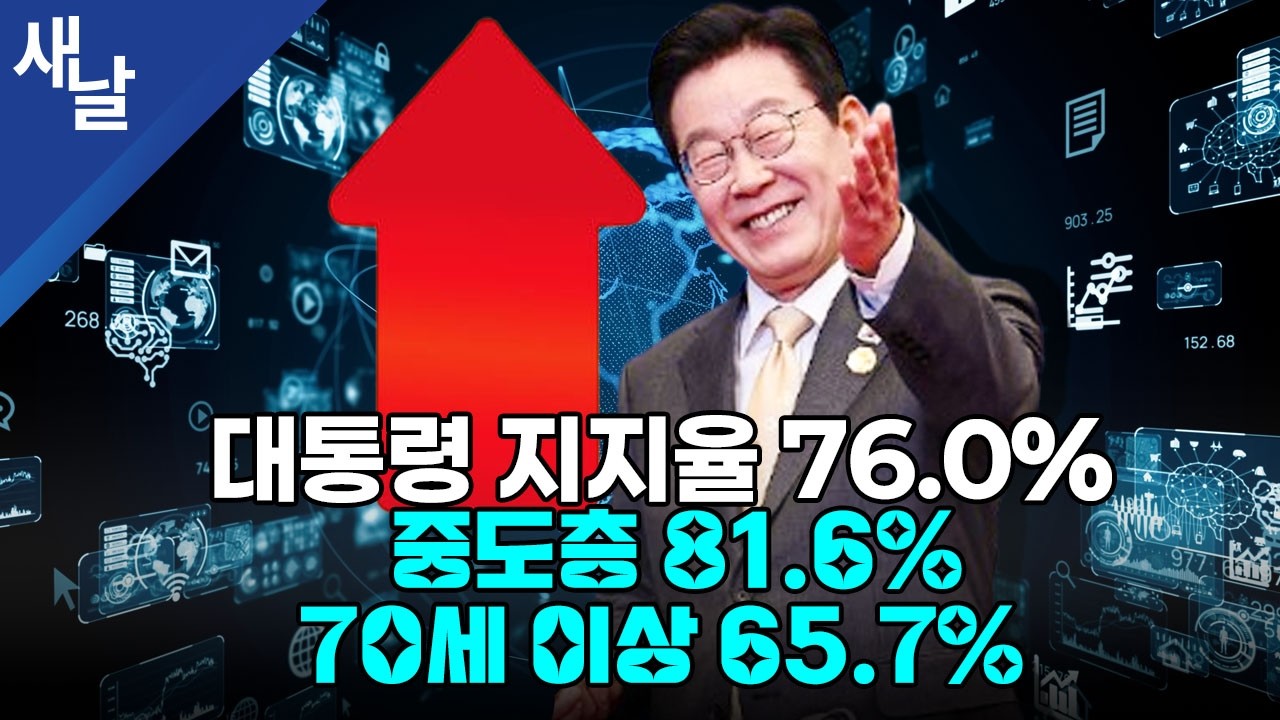 대통령 지지율 76.0% 중도층 81.6% 70세 이상 65.7%