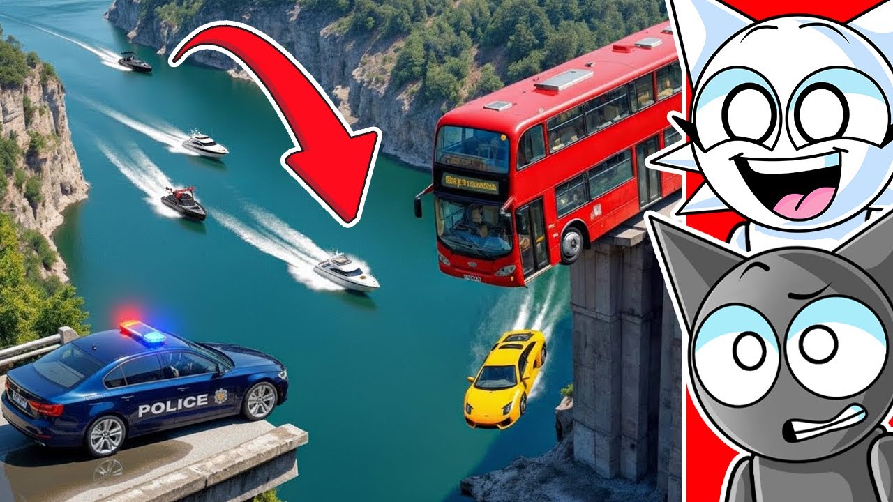 Автомобили против обрушившихся мостов #1 в BeamNG Drive