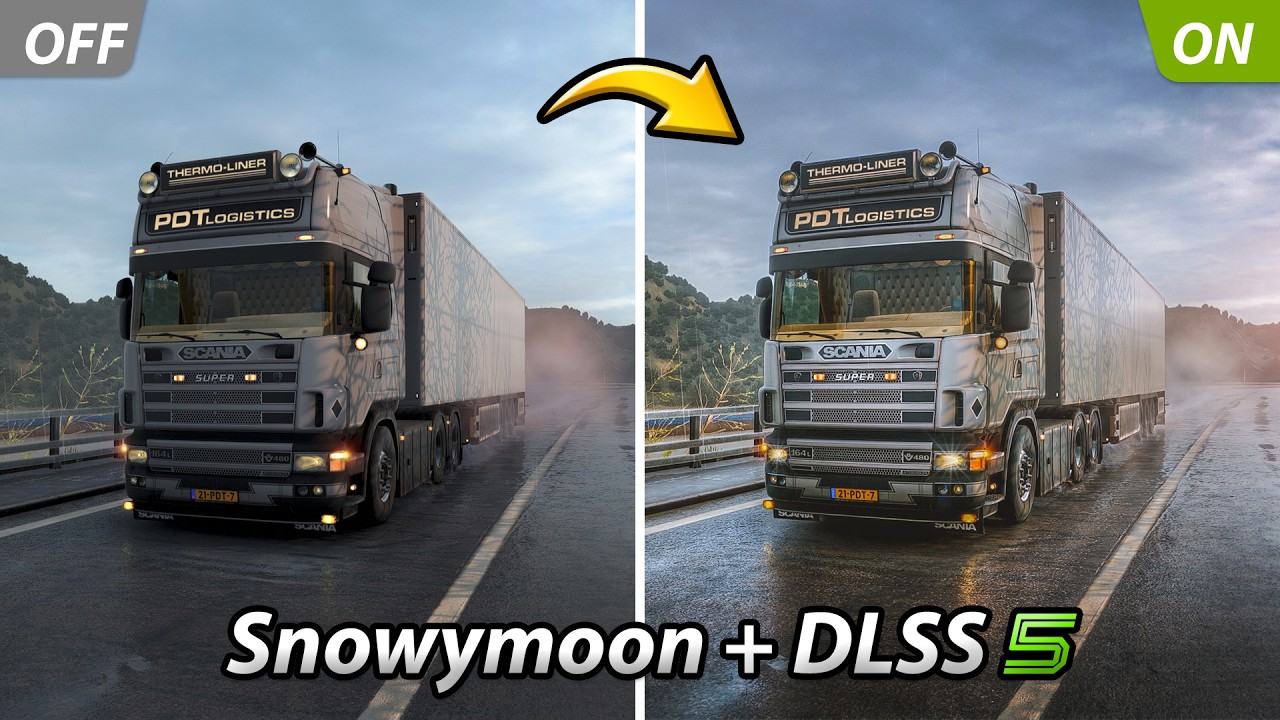 DLSS 5 против графических модов в ETS2: Насколько заметна разница? | Snowymoon + PNG