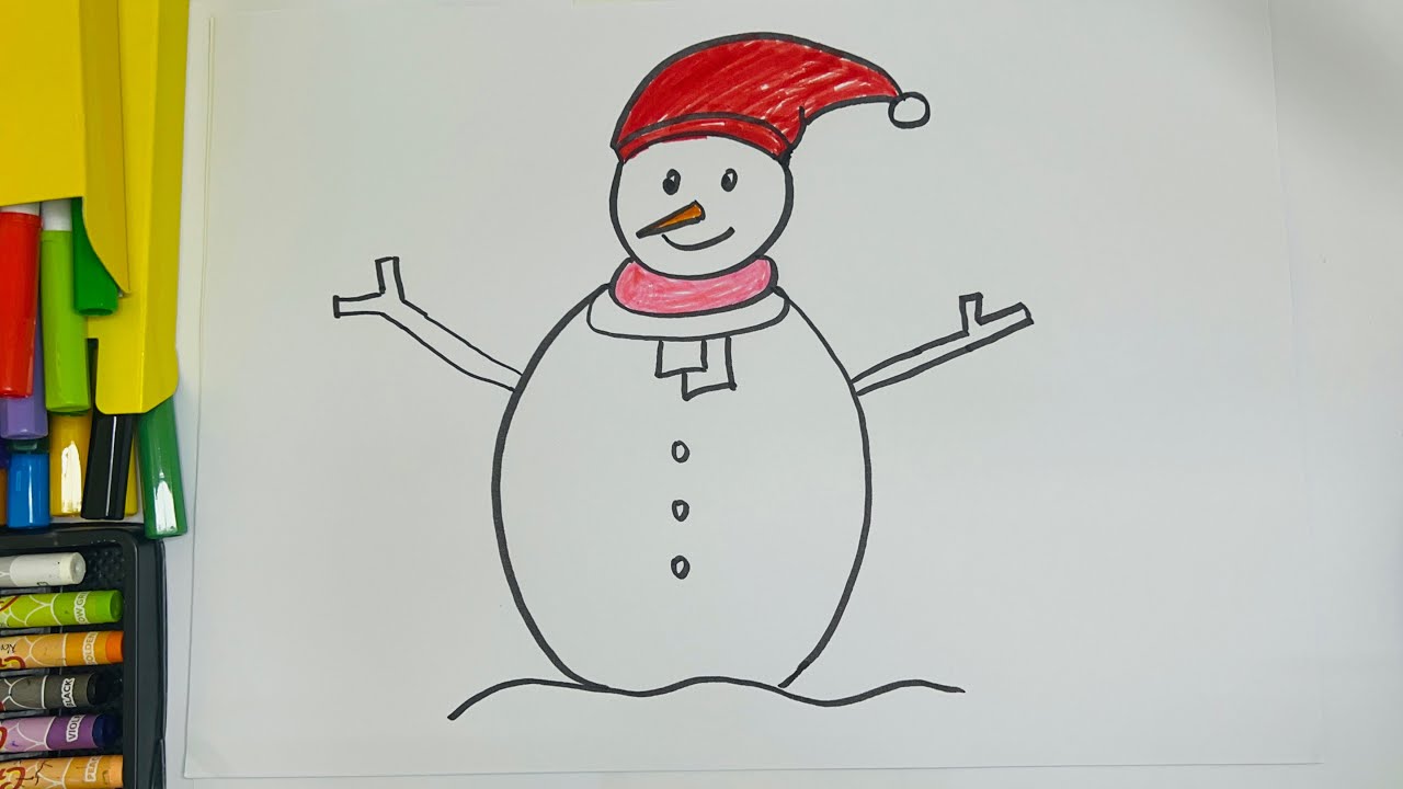 Bé Vẽ Người Tuyết Noel ⛄ | Christmas Draw a Cute Snowman ❄️ | Learn English