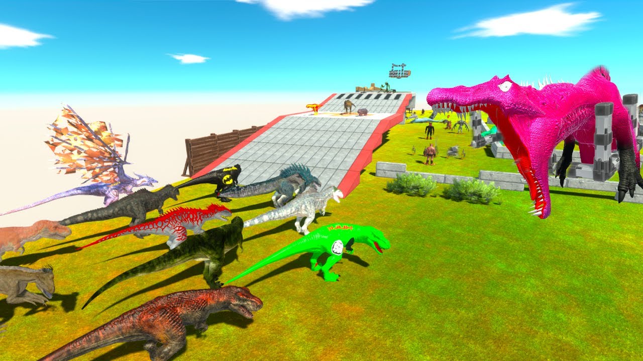 T REX DINOSAURS SAVING SPINOSAURUS DINOSAURS - Animal Revolt Battle Simulator