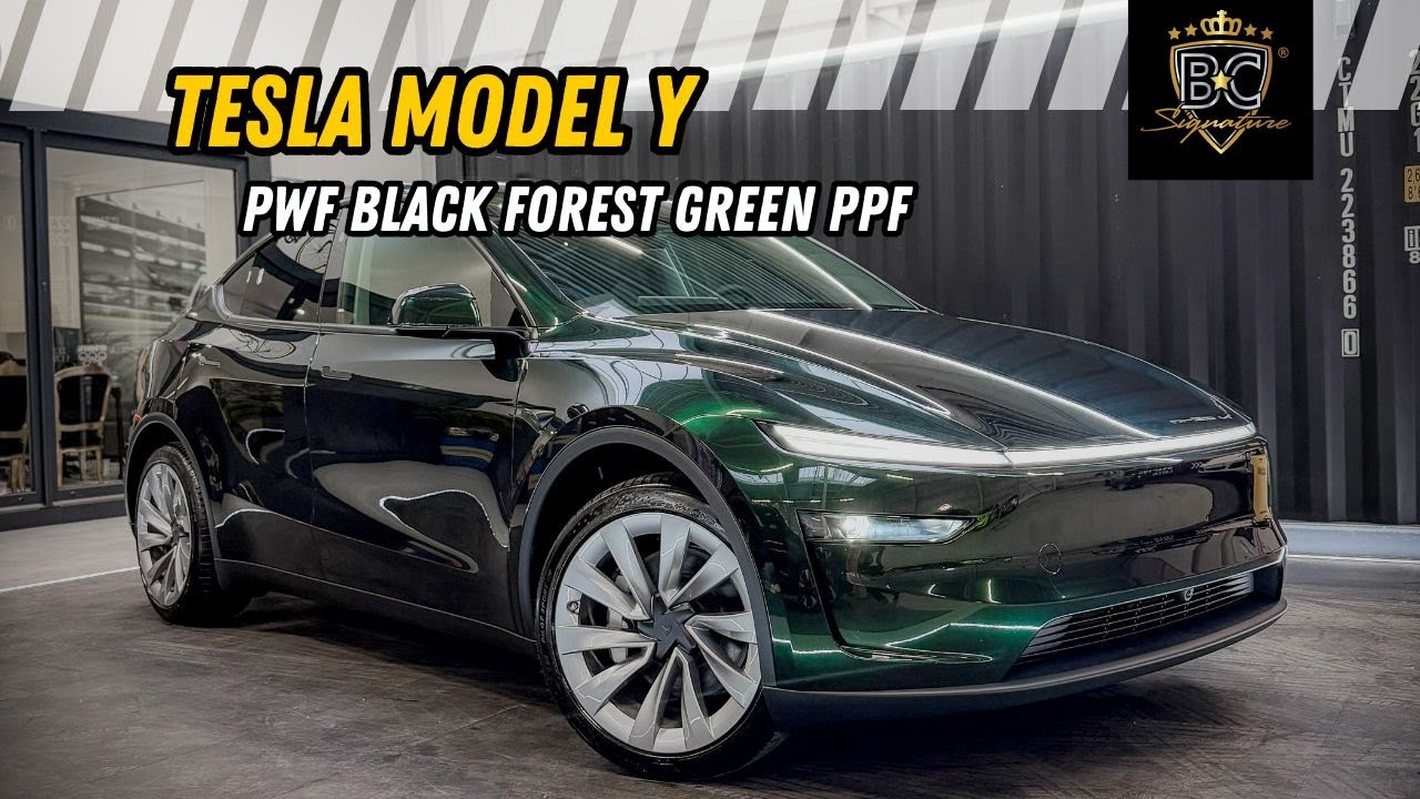 Tesla Model Y  PWF Performance Black Forest Green carwrap