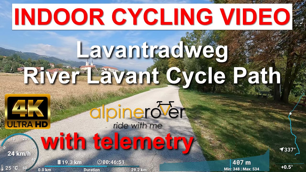 Lavantradweg - Lavamund to Wolfsberg - Indoor Cycling Video with telemetry
