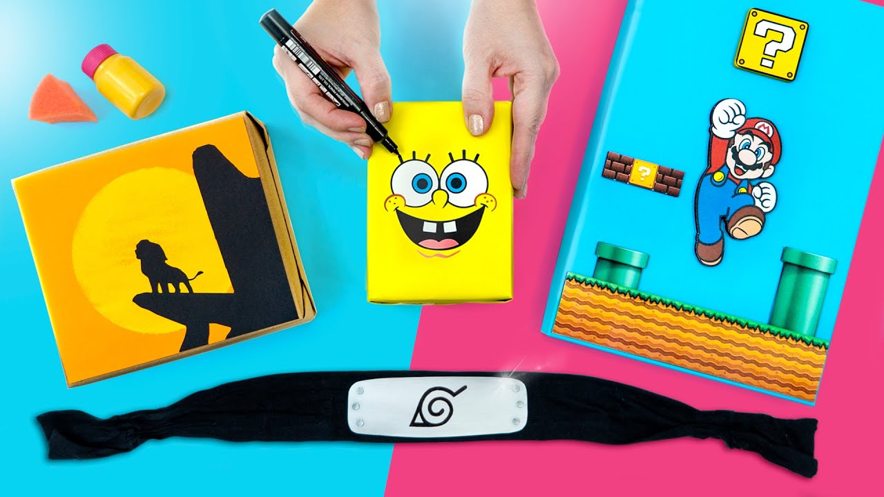 10 CAIXAS DE PRESENTES CRIATIVAS E DIVERTIDAS 📺 Bob Esponja, Rei Leão, Super Mario, Naruto