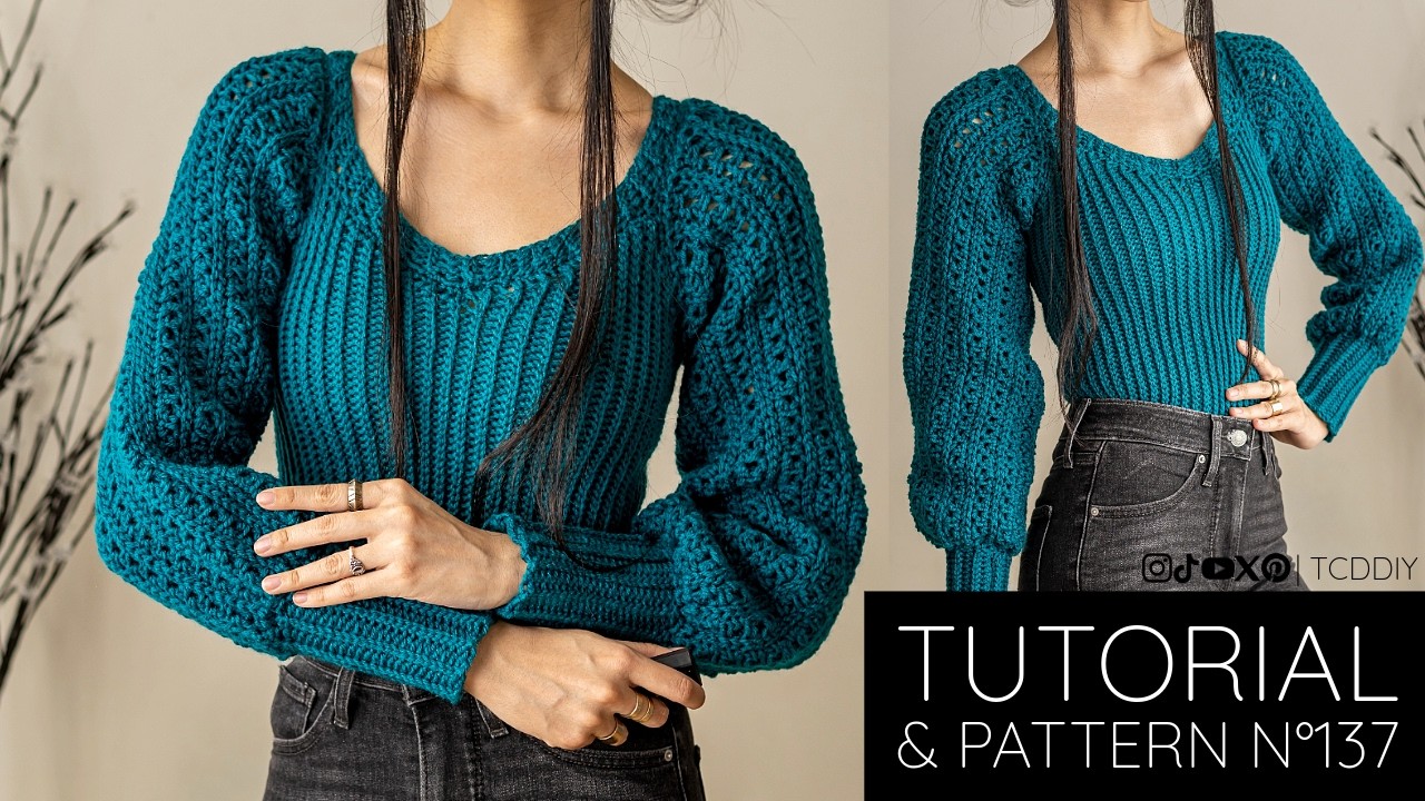 How to Crochet: Balloon Sleeve Sweater | Pattern & Tutorial DIY