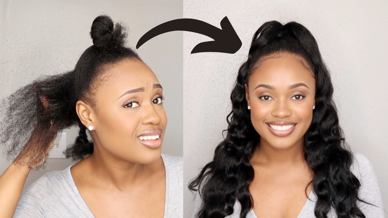 HALF UP HALF DOWN HALF WIG TRANSFORMATION ON 4C NATURAL HAIR