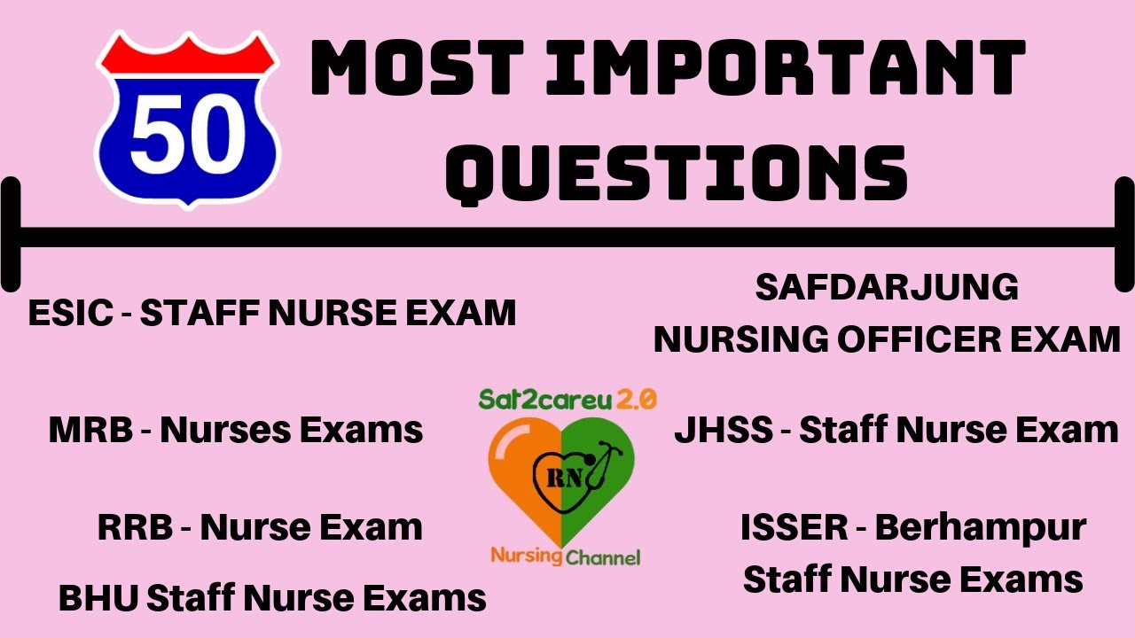 ESIC - Staff Nurse Exam and Safdarjung Nursing Officer Exam Most Important Questions