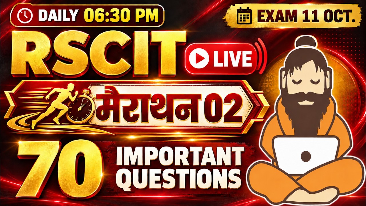 RSCIT Live Class 05 RSCIT Exam Important Questions 2026 RSCIT Computer Course RSCIT Exam 11 Oct. 26