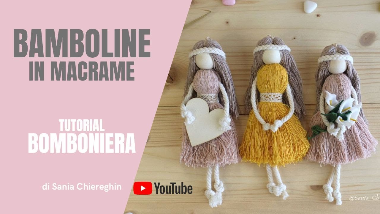 Bambolina in macrame facile e veloce. Idea bomboniera fai da te per comunione e cresima.