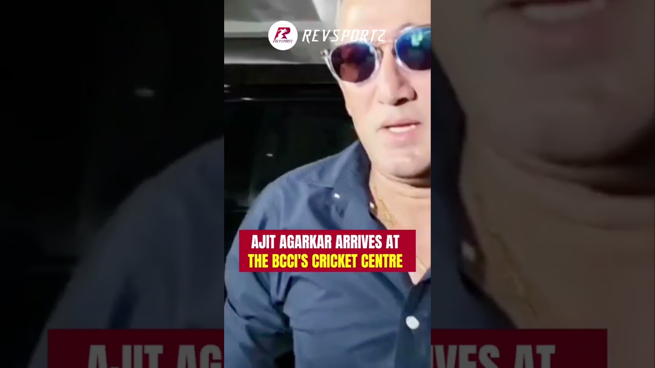 Chief selector Ajit Agarkar arrives at the BCCI's Cricket Centre for the selection meeting.