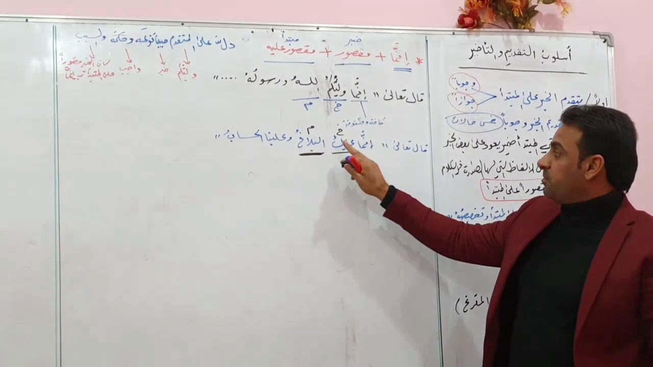 قواعد اللغة العربية(اسلوب التقديم والتأخير)الدرس الثاني  الاستاذ زهير البطاط