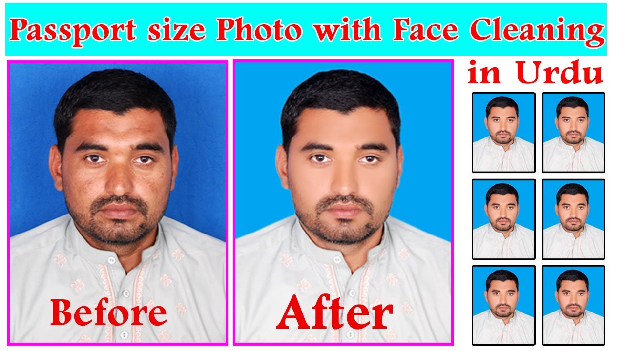 How to make passport size photo with Face cleaning in urdu and Hindi in photoshop 7.0.2021.