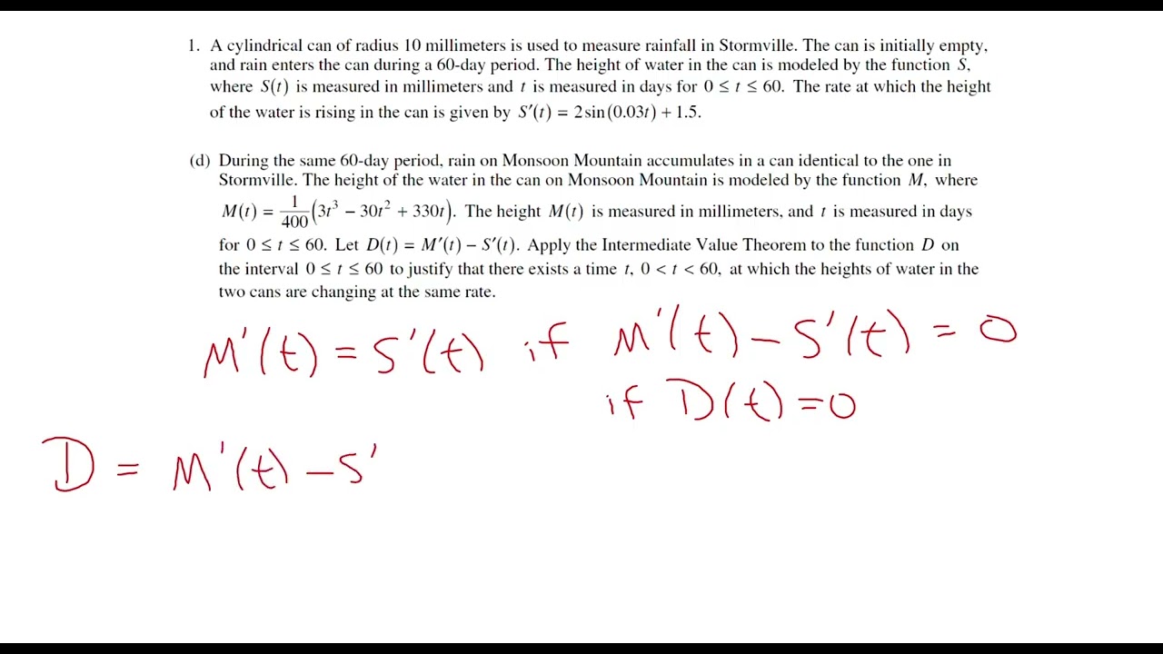 2011 Форма B AP Calculus AB FRQ #1 - Rate