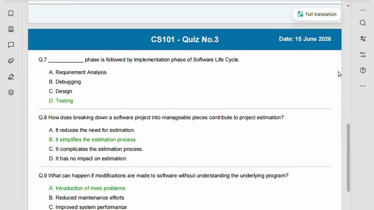 CS101 Quiz no. 3 #study #vu #cs #cs101 #quiz