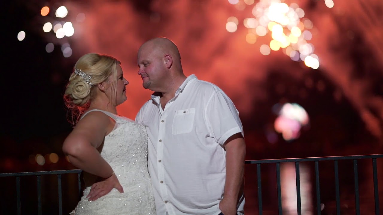 Sarah and Andy's Walt Disney world Epcot wedding fireworks august 2017