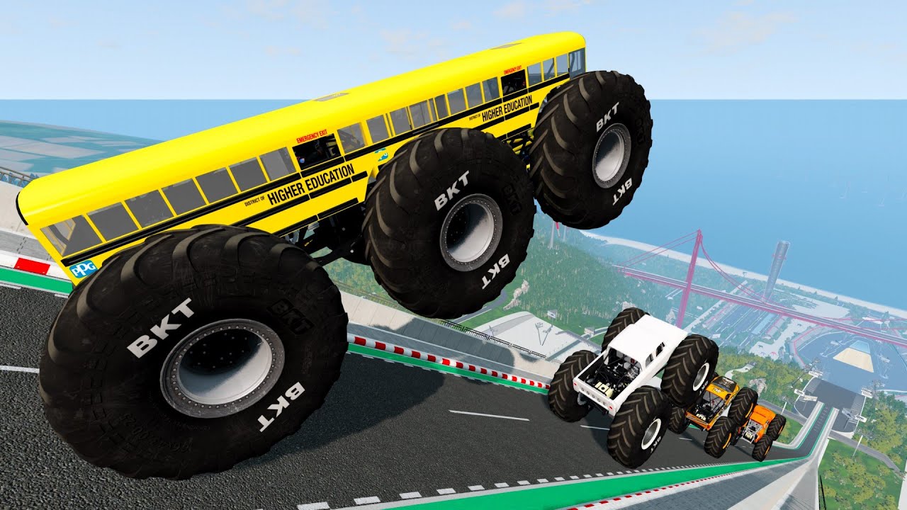 Random BMNG - Epic High Speed Monster Truck Jumps & Crashes #6 - BeamNG.Drive