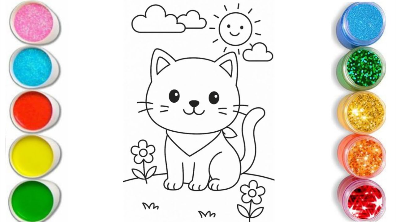 How to Draw a Cute Kitten for Kids Step by Step / Easy Kitten Drawing Tutorial for Beginners 