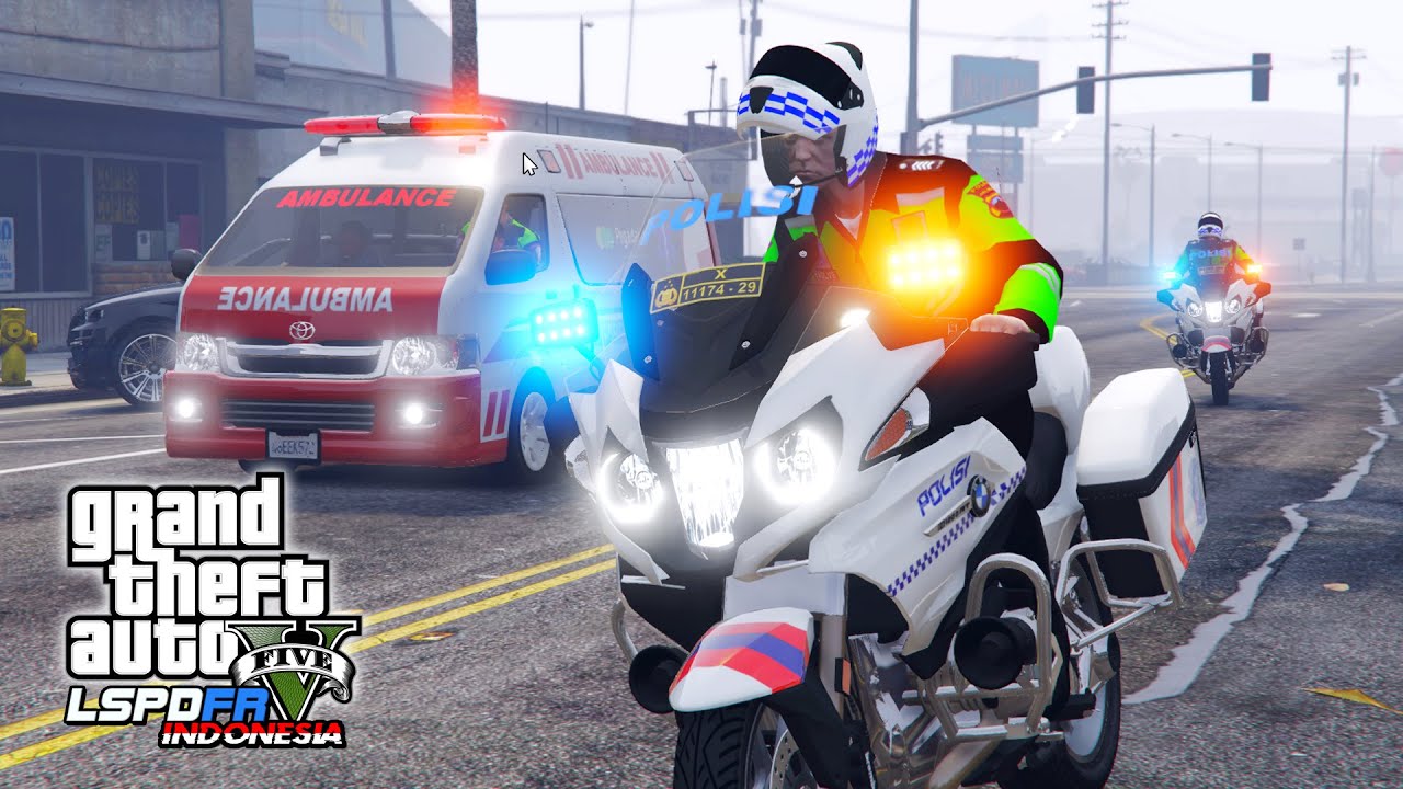 Polantas Escorting / Pengawalan Ambulance Emergency Saat Berpatroli || GTA 5 Mod Polisi Indonesia