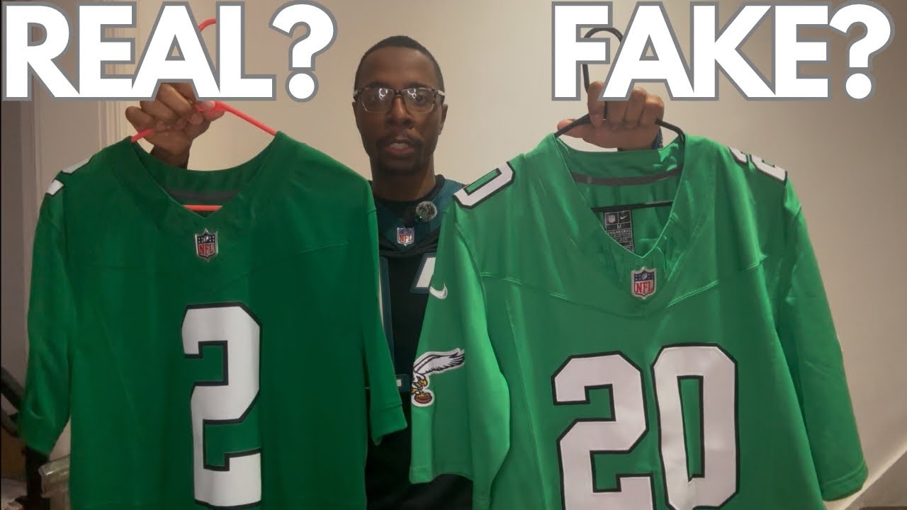 NFL REAL VS FAKE Philadelphia Eagles Jersey (How to spot a fake jersey) Fake jersey comparison