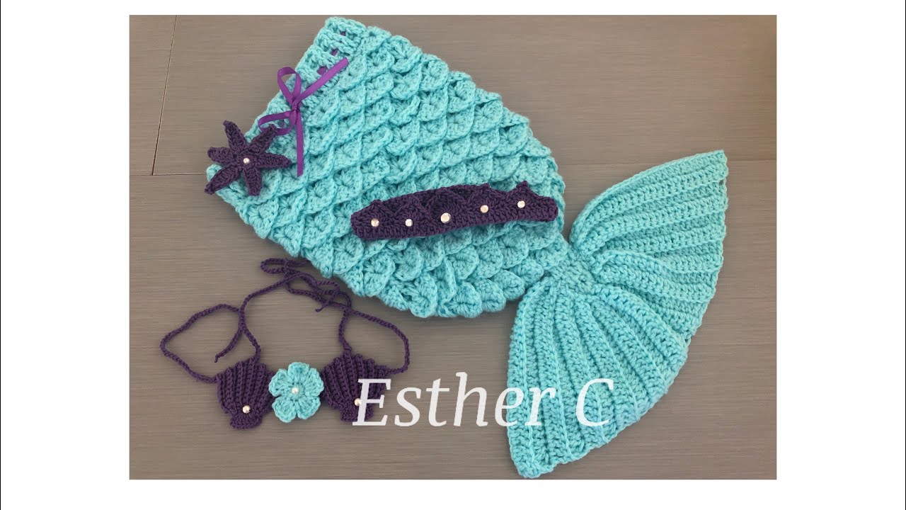 How to crochet a mermaid tail DIY 0-6 months part 1
