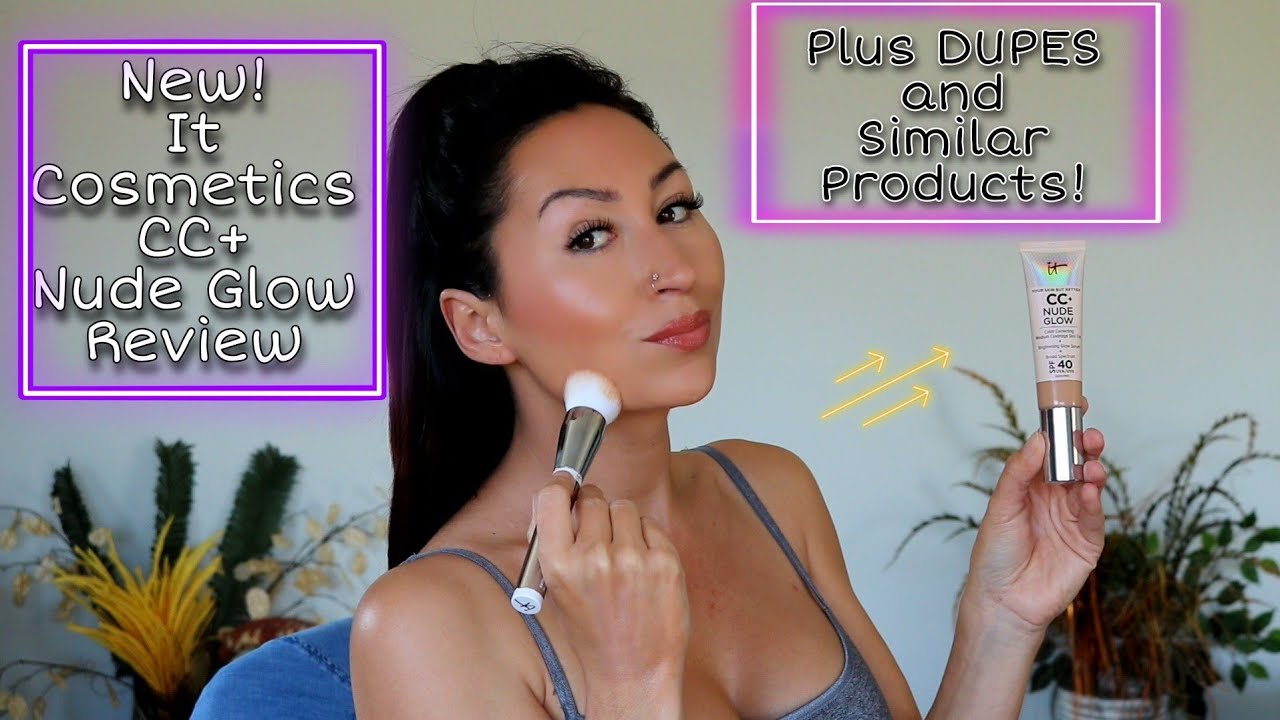 IT Cosmetics CC+ Nude Glow color correcting medium coverage skin tint review in Natural Lighting