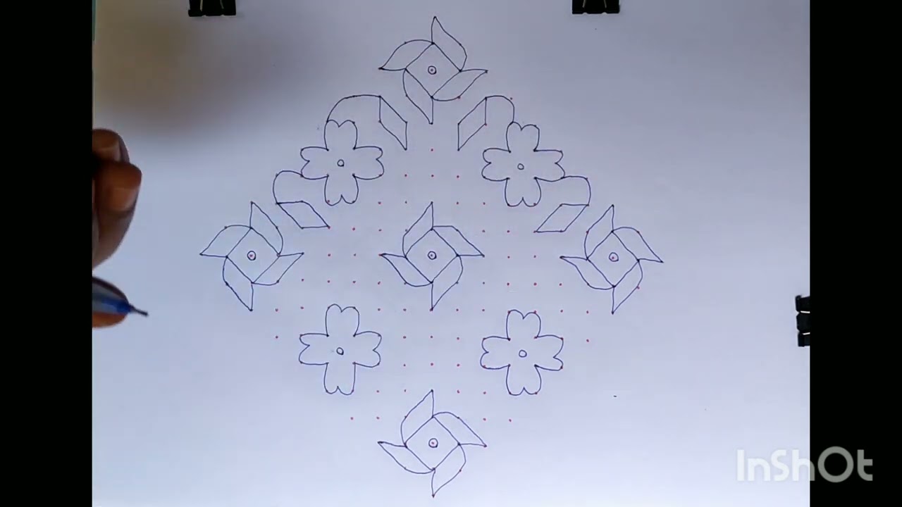 19 to 1 Muggu l DesignSimple Flower Rangoli l Easy Dots Kolam