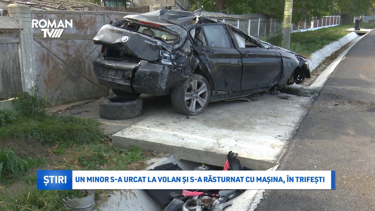 Un minor s-a urcat la volan și  s-a răsturnat cu mașina, în Trifești