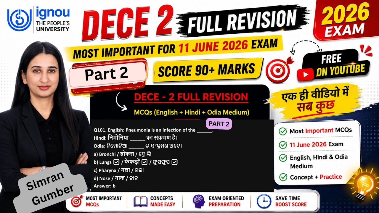 DECE 2 Full Revision Part 2 for June 2026 exams IGNOU Simran Gumber Level Up Learning